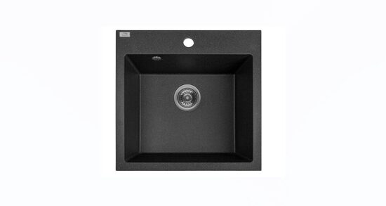 Laveo virtuves izlietne Alena 49x49x21.5cm ar sifonu, melna